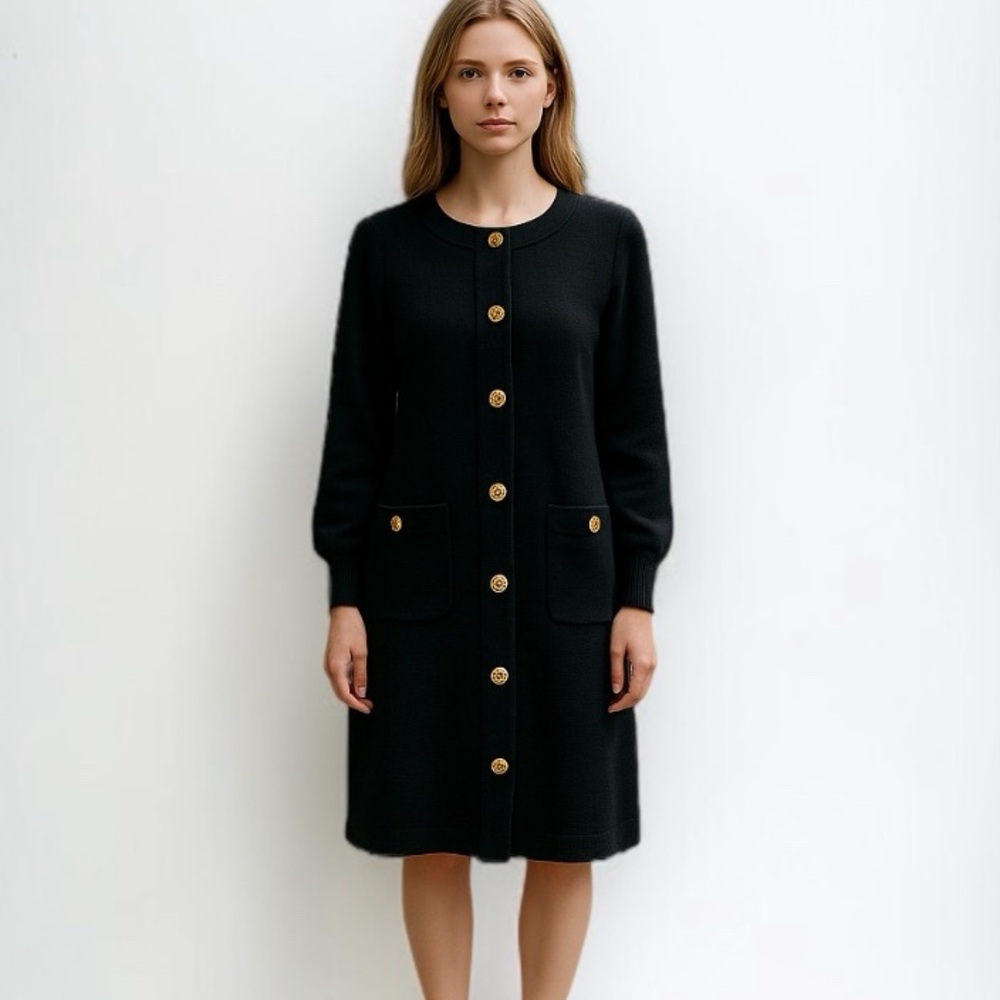 Vintage Ports International Wool Dress with Gold Buttons | Size 6